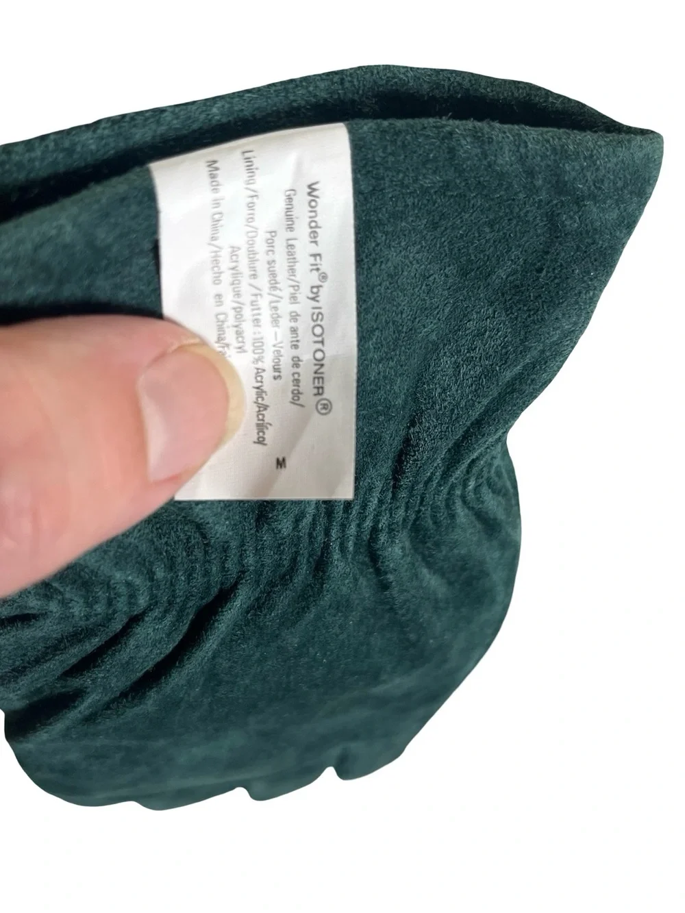 Vtg 1997 Isotoner Women Green Suede Leather Gloves 100% Lined Aris 115 Sz Medium